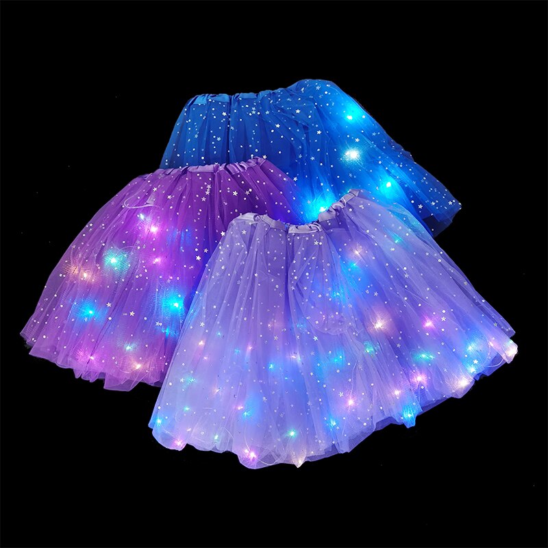 LED Glowing Light Skirts Kids Aldult Girls Princess Tutu Tulle Skirts Dance Miniskirt Costume Cosplay Wedding Party Led Clothing