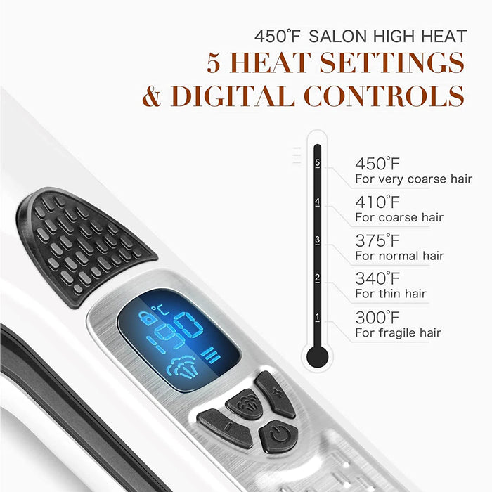 Hair Straightener Heating Hot Hair Combs Dual Voltage Titanium Curling Iron Steam Flat Iron Hair Wide Plates Tools