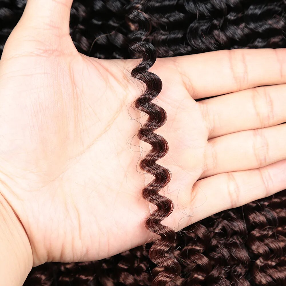 Pre Twisted Passion Twist Crochet Hair Synthetic Braiding Extension For Butterfly Locs 24Inch Pre-Looped Water Wave Crochet Hair