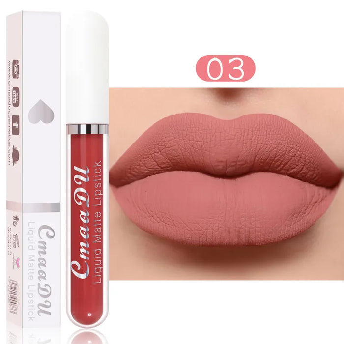 18 Colors Nude Lip Gloss Waterproof Matte Liquid Lipstick Long Lasting Non Sticky Cup Sexy Red Velvet Lip Tint Makeup Cosmetics