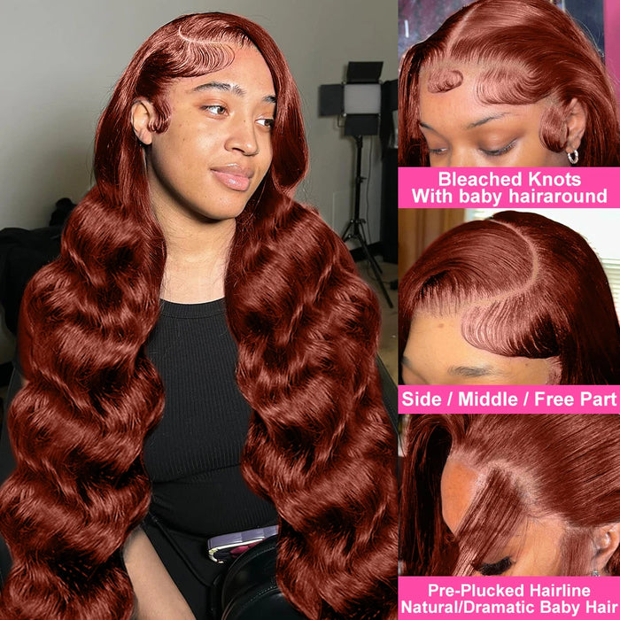 Reddish Brown Wig Body Wave 100% Human Hair Wigs 13x6 HD Lace Frontal Wig Brazilian 13x4 HD Lace Front Human Hair Wigs For Women