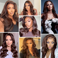 Chocolate Brown 13x6 HD Lace Front Human Hair Wigs For Women Brazilian Body Wave 4x4 13x4 Full Lace Frontal Wigs 100% Human Hair