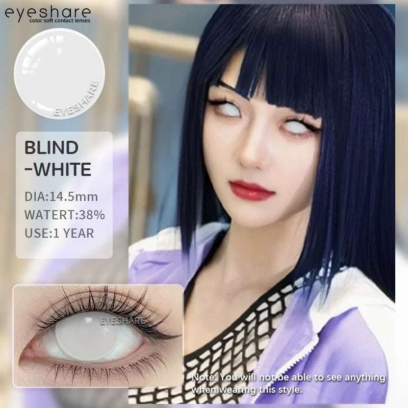 EYESHARE 1 Pair Halloween Colored Contact Lenses for Eyes Cosplay White Crazy Contact Lenses Anime Blue Eye Lenses Black Lenses