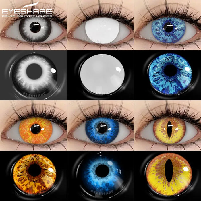 EYESHARE 1 Pair Halloween Colored Contact Lenses for Eyes Cosplay White Crazy Contact Lenses Anime Blue Eye Lenses Black Lenses