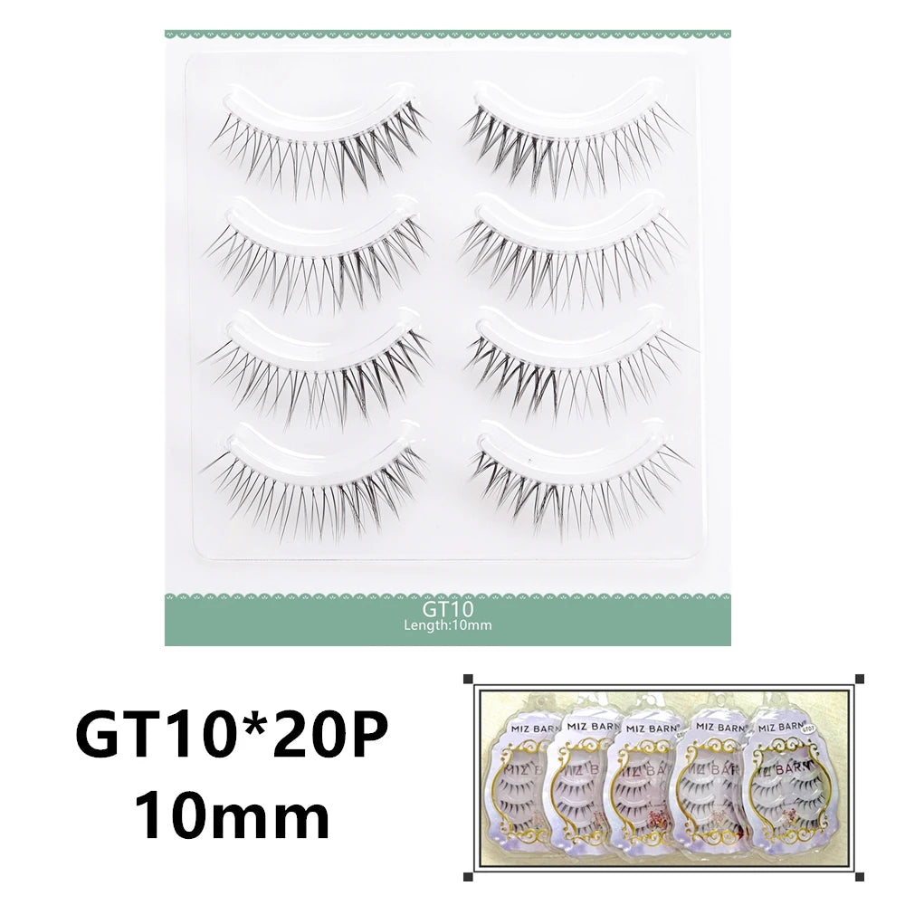 20pairs Natural False Eyelashes Thin Band Hand Made Short Lighter Eyelash Cosplay Korean Fashion Wispy Extension Makeup Tools