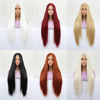 Lace Wig Synthetic Front Lace Wigs Straight Hand-tied Brown Blonde  Black White Wig