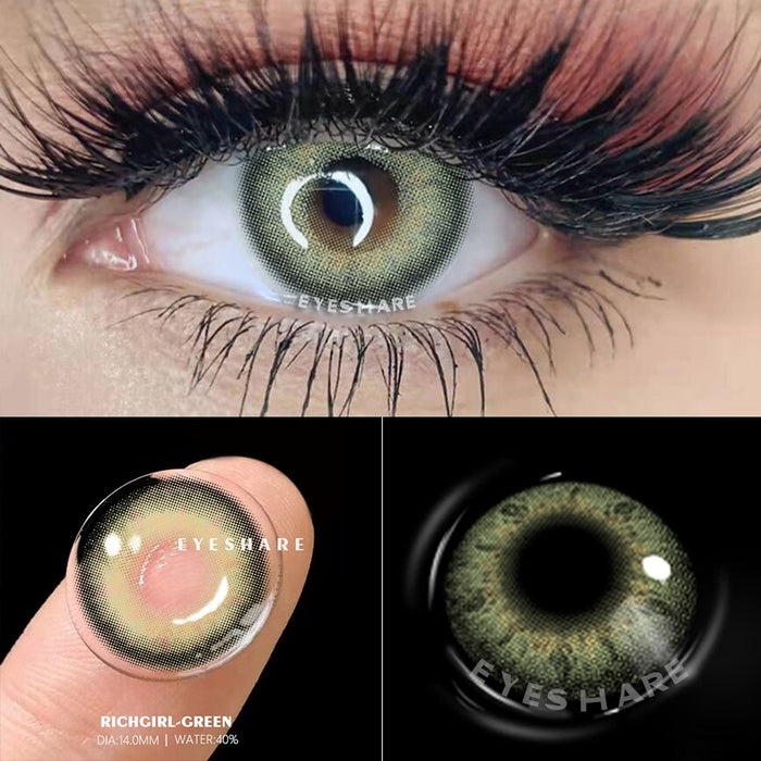 EYESHARE 目用カラーコンタクトレンズ コスメティックカラーレンズ グリーンカラーコンタクトレンズ 目元用コスメティックカラーレンズ 目元ビューティーアイズ