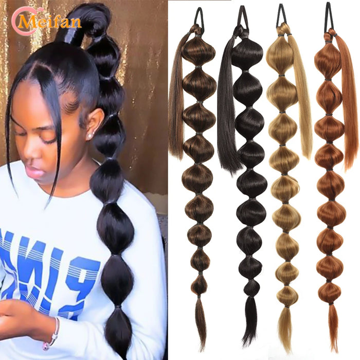 Synthetic Bubble Ponytail Lantern Braid Black Brown Afro Bubble Long Braids