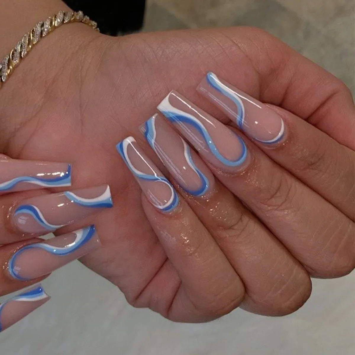 Super Long Fake Nails Coffin Glossy Artificial Plastics Impress Press on Nails False Girls Ballerina Full Cover Fingernails Tips