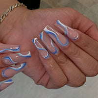 Super Long Fake Nails Coffin Glossy Artificial Plastics Impress Press on Nails False Girls Ballerina Full Cover Fingernails Tips