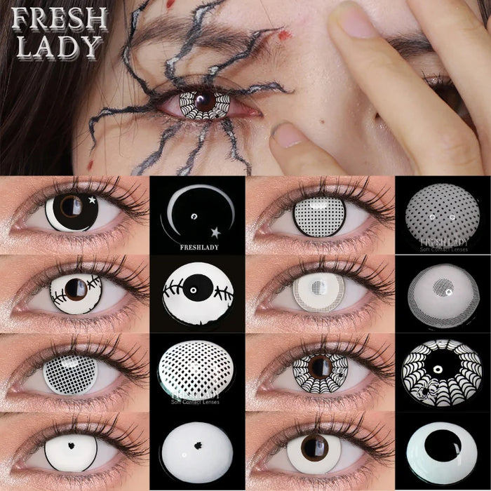 Cosplay Contact Colored Lenses For Eyes White Series 1Pair Multicolor Lens Soft Yearly Pupils Beauty Makeup UYAAI