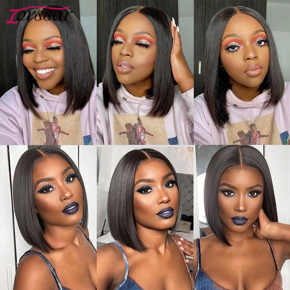 Wear And Go Glueless Wig Human Hair Ready To Wear 13x4 Lace Front Wigs Straight Short Bob Lace Wig For Black Women Preplucked