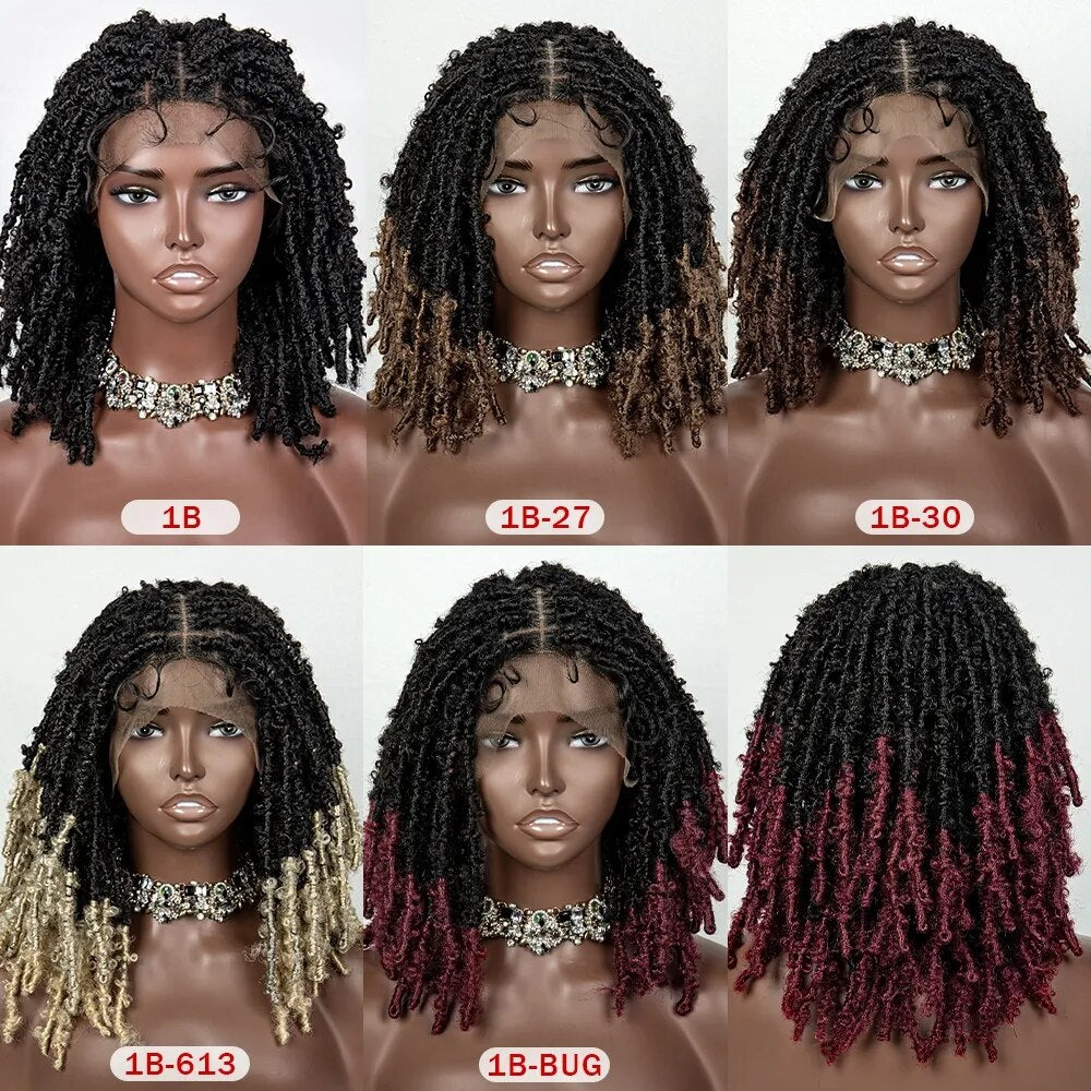 Synthetic Braided Bob Wigs Dreadlocks Lace Front Braiding Hair Wig Crochets Braids Wig Butterfly Locs Crochet Hair Wig for Women