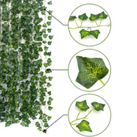 12pcs Artificial Plants Balcony Decorations Liana Led Leaf Garland Silk Rattan Leaf Vine Room Decor Home Living Exterior Terrace