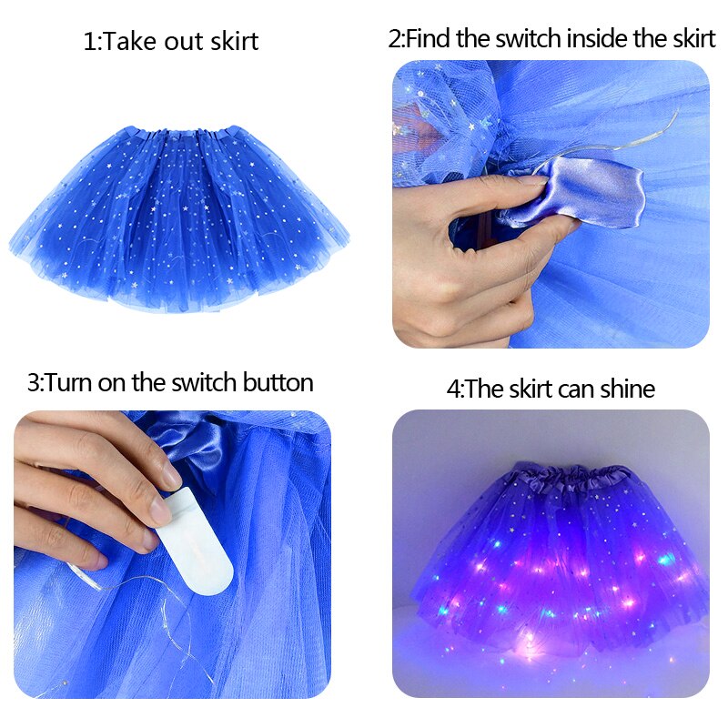LED Glowing Light Skirts Kids Aldult Girls Princess Tutu Tulle Skirts Dance Miniskirt Costume Cosplay Wedding Party Led Clothing
