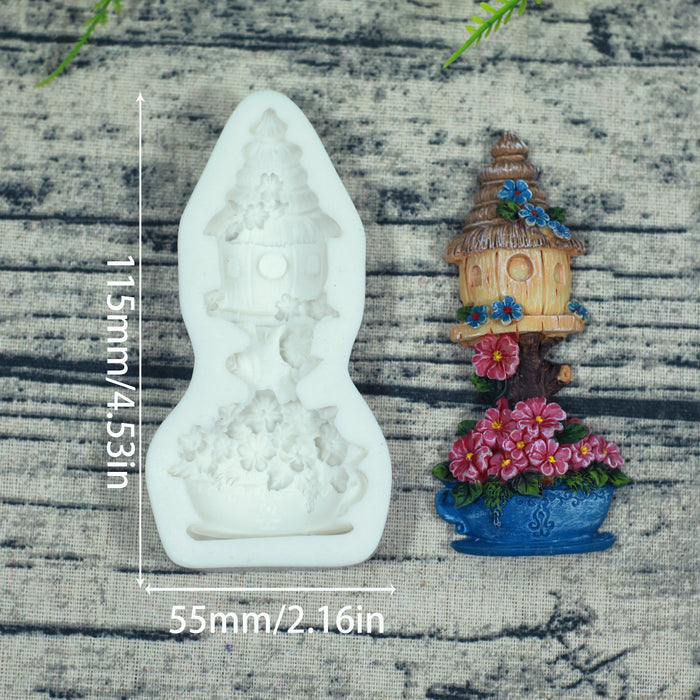 DIY Flower House Silicone Mold Plaster Art Decoration Tools, Fondant Cake Molds, Chocolate Jelly Dessert Decoration Tools