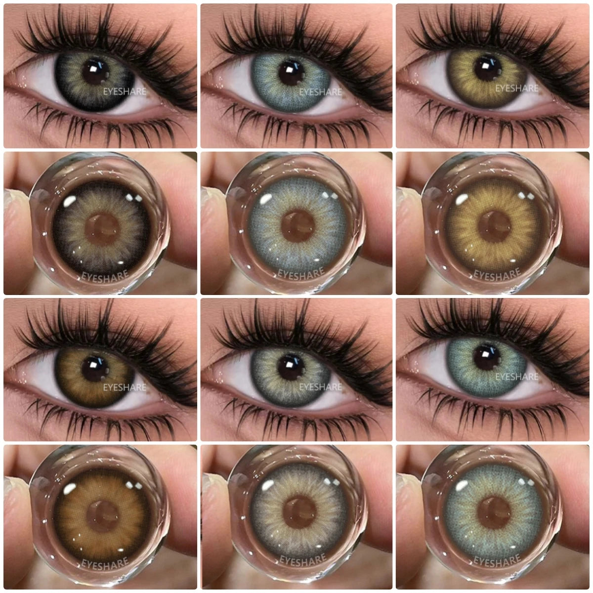 EYESHARE 1pair Colored Contact Lenses for Eyes Natural Brown Contact Blue Eyes Lenses Gray Contacts Yearly Green Pupils