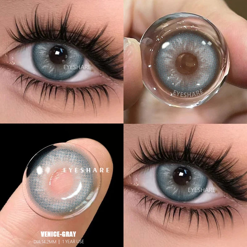 EYESHARE 1pair Colored Contact Lenses for Eyes Natural Brown Contact Blue Eyes Lenses Gray Contacts Yearly Green Pupils