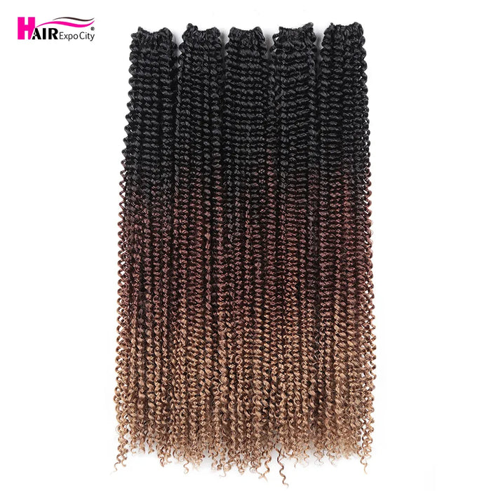 Pre Twisted Passion Twist Crochet Hair Synthetic Braiding Extension For Butterfly Locs 24Inch Pre-Looped Water Wave Crochet Hair