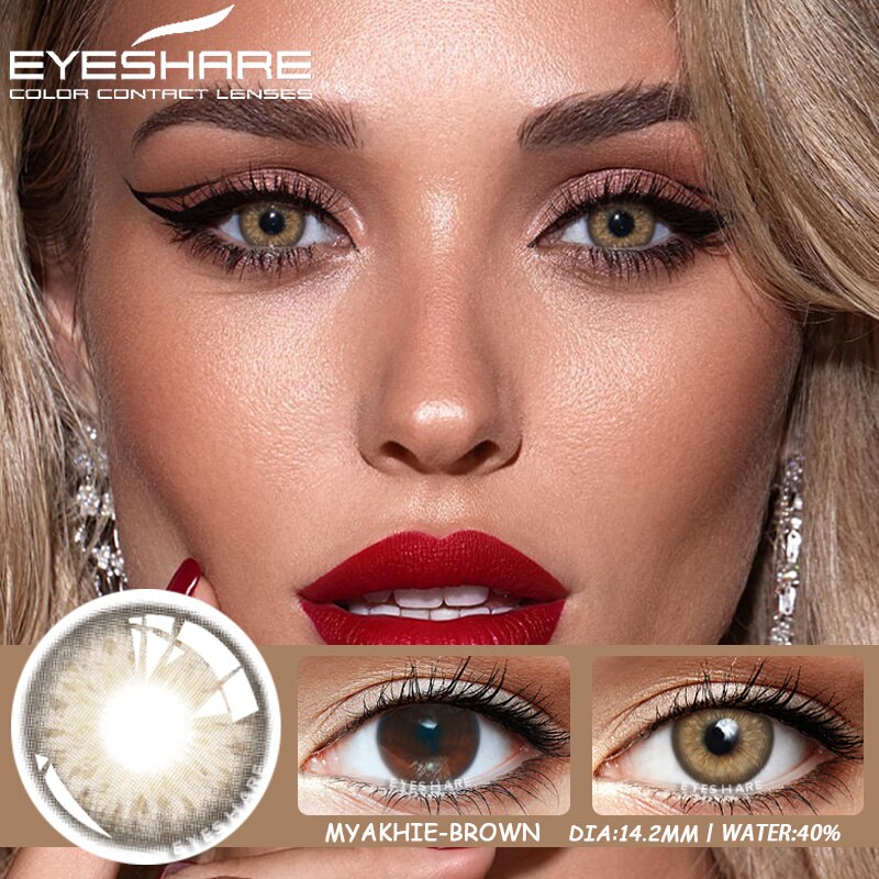EYESHARE Color Contact Lenses for Eyes 2pcs Natural Brown Contact Lenses Gray Blue Lenses Yearly Beautiful Pupil Contact Lenses