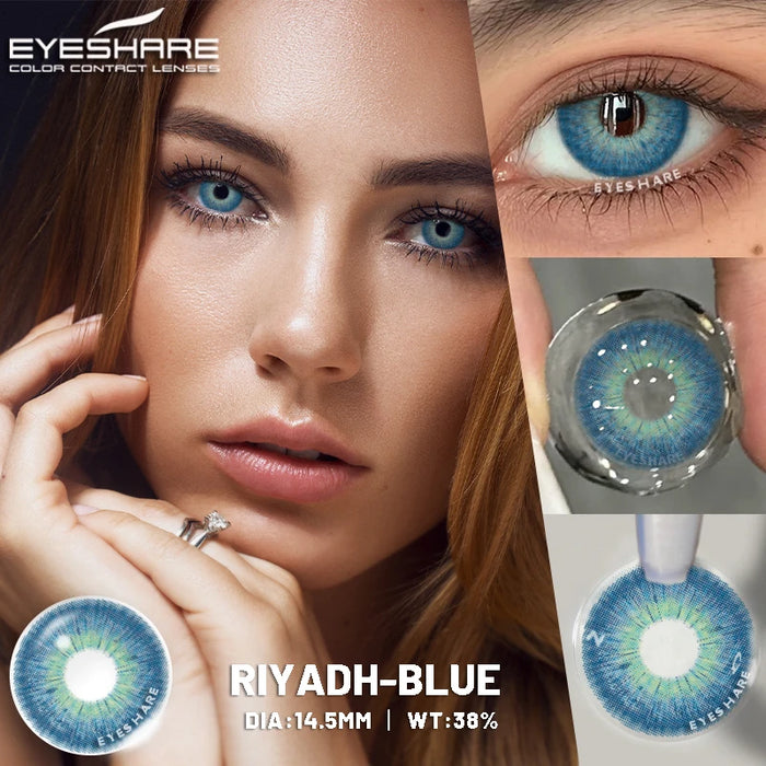 EYESHARE Colored Contact Lenses for Eyes 1 Pair Natural Look Blue Lenses Fashion Contact Lenses Blue Eye Lenses Beauty Makeup