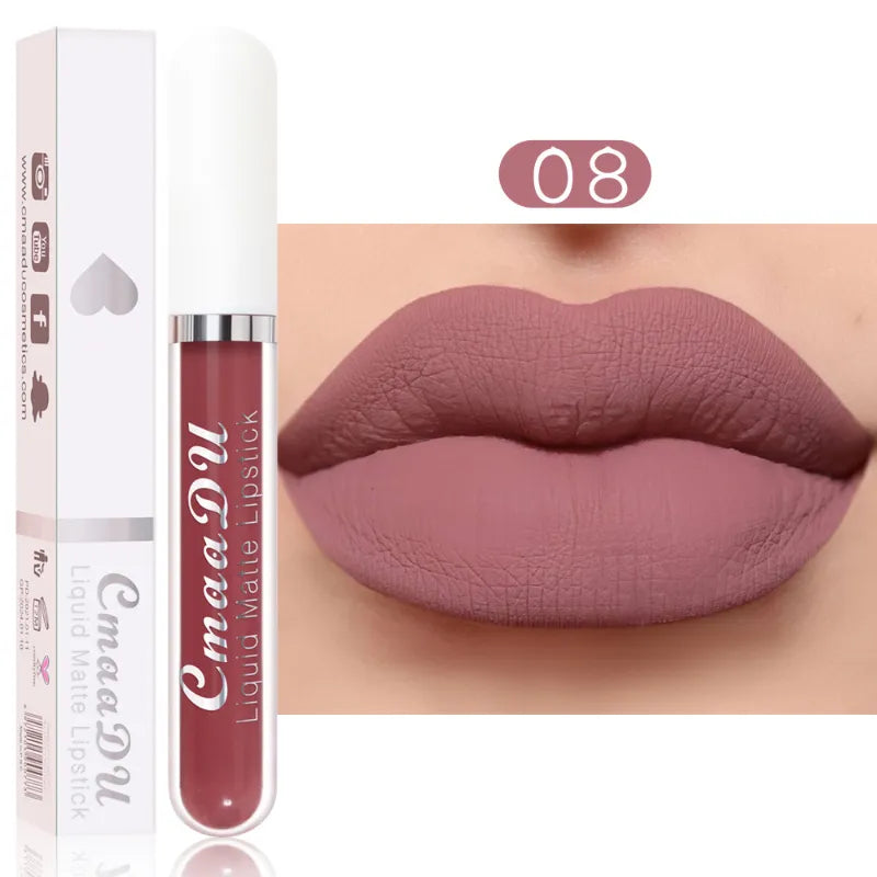 18 Colors Nude Lip Gloss Waterproof Matte Liquid Lipstick Long Lasting Non Sticky Cup Sexy Red Velvet Lip Tint Makeup Cosmetics