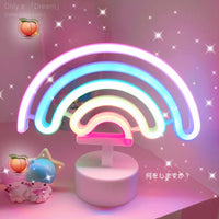 レインボーユニコーンネオン Led ナイトランプ女の子の寝室暖かい夜の光ルーム装飾 3d アクリルテーブルデスクランプギフト