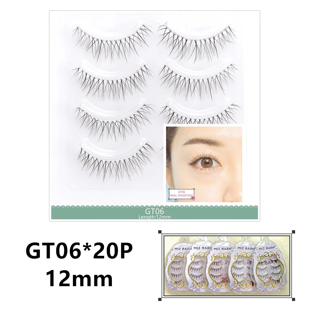 20pairs Natural False Eyelashes Thin Band Hand Made Short Lighter Eyelash Cosplay Korean Fashion Wispy Extension Makeup Tools