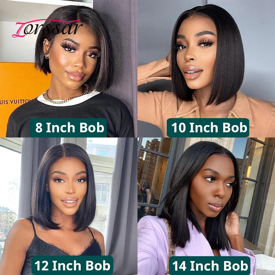 Wear And Go Glueless Wig Human Hair Ready To Wear 13x4 Lace Front Wigs Straight Short Bob Lace Wig For Black Women Preplucked