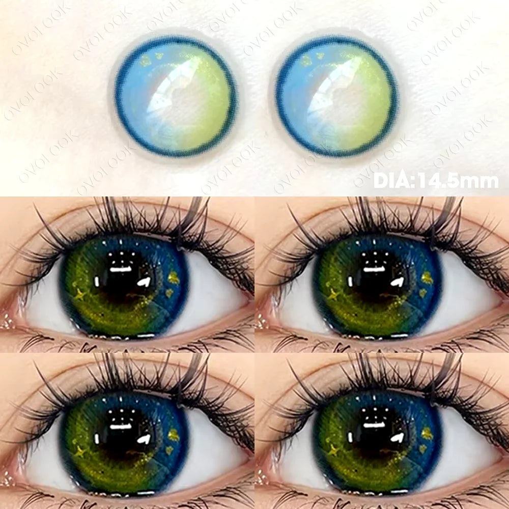 Contact Lenses Myopia Lenses with Diopters Green Pupils Color Contact Lenses for Eyes Blue Lens OVO