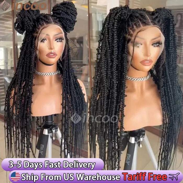 36 Inches Synthetic Lace Braided Wigs Butterfly Braids Lace Wig