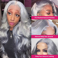 Gray Lace Front Wig Human Hair 13x4 Body Wave Lace Front Wig 4x4 Lace Closure Human hair Wigs