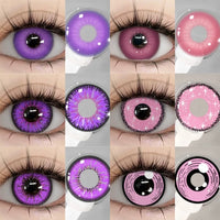 1Pair Halloween Lenses Cosplay Color Contact Lenses Cosplay Lens Anime Purple Lenses Pink Contact Lense Makeup Eye Lens