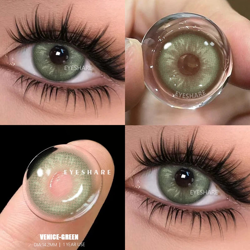 EYESHARE 1pair Colored Contact Lenses for Eyes Natural Brown Contact Blue Eyes Lenses Gray Contacts Yearly Green Pupils