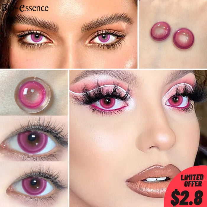 Bio-essence 1 Pair Colorcon Contact Lenses for Eyes Color Cosplay Lenses Pink Eye Lenses Brown Lens Black Lens Blue Lens