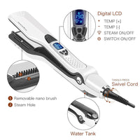 Hair Straightener Heating Hot Hair Combs Dual Voltage Titanium Curling Iron Steam Flat Iron Hair Wide Plates Tools