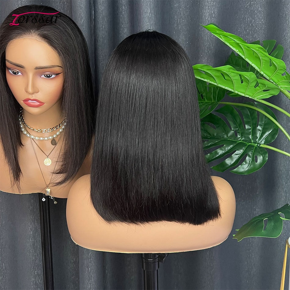 Wear And Go Glueless Wig Human Hair Ready To Wear 13x4 Lace Front Wigs Straight Short Bob Lace Wig For Black Women Preplucked