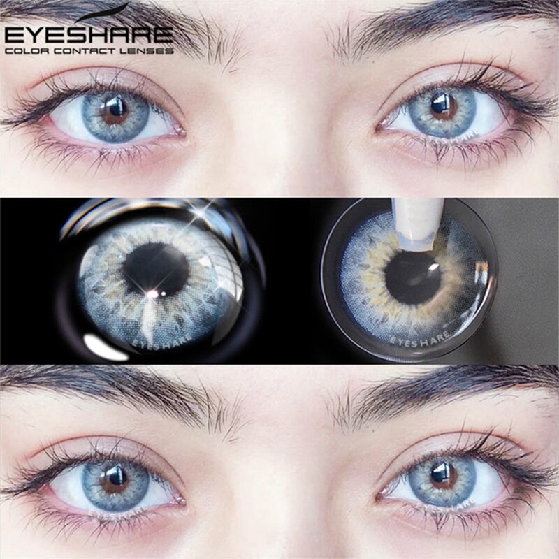 EYESHARE Color Contact Lenses for Eyes 2pcs Natural Brown Contact Lenses Gray Blue Lenses Yearly Beautiful Pupil Contact Lenses