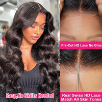 Glueless Wig Human Hair Ready To Wear and Go Preplucked Body Wave Transparent Wigs Without Glue Virgin Swiss Pre Cut Hairline