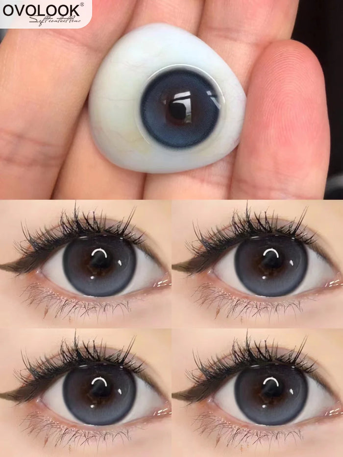 Unique Lenses 10 Colors Contact Lenses for Eyes with Diopter New Colored Natural Beauty Pupils OVOLOOK-2pcs/pair