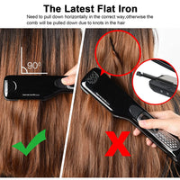 Hair Straightener Heating Hot Hair Combs Dual Voltage Titanium Curling Iron Steam Flat Iron Hair Wide Plates Tools