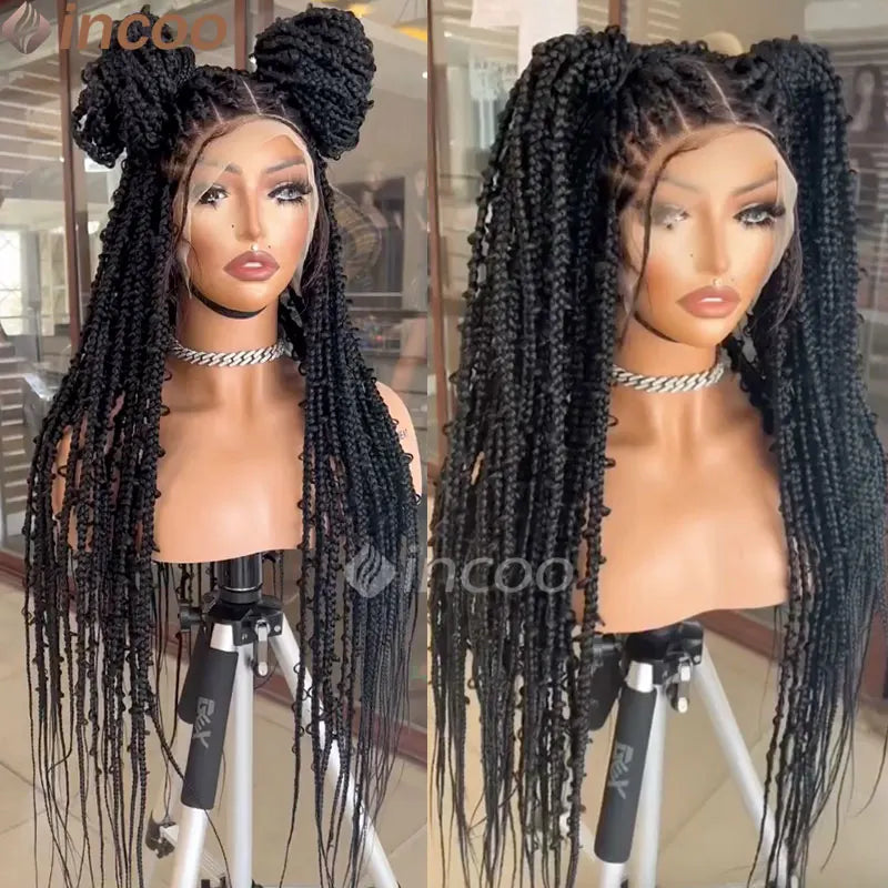36 Inches Synthetic Lace Braided Wigs Butterfly Braids Lace Wig