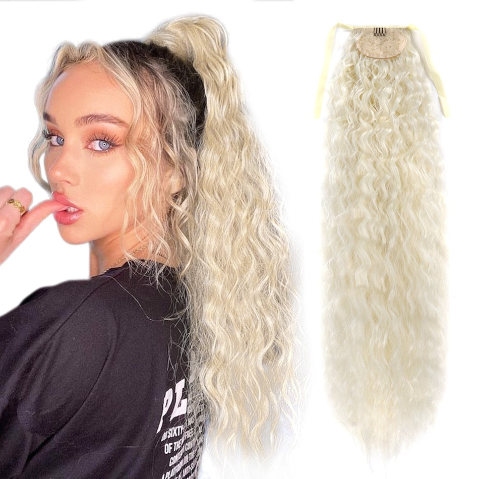 Long Curly Ponytail Extensions Synthetic Horse tails Curly False Tail For Women 32Inch Hairpiece Ponytail Hair Extensions
