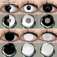 2Pcs Halloween Contacts Lenses Color Contact Lenses Yearly Anime Lens Cosplay Contacts White Mesh Blind Lens