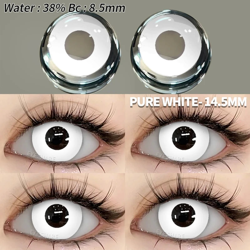 EYESHARE 1 Pair Halloween Colored Contact Lenses for Eyes Cosplay White Crazy Contact Lenses Anime Blue Eye Lenses Black Lenses