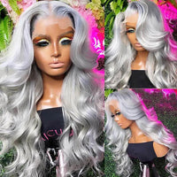 Gray Lace Front Wig Human Hair 13x4 Body Wave Lace Front Wig 4x4 Lace Closure Human hair Wigs