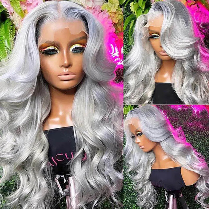 Gray Lace Front Wig Human Hair 13x4 Body Wave Lace Front Wig 4x4 Lace Closure Human hair Wigs