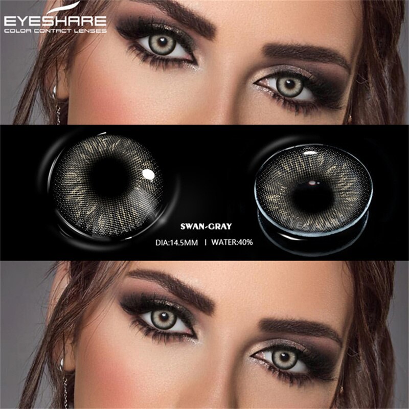 EYESHARE Color Contact Lenses for Eyes 2pcs Natural Brown Contact Lenses Gray Blue Lenses Yearly Beautiful Pupil Contact Lenses