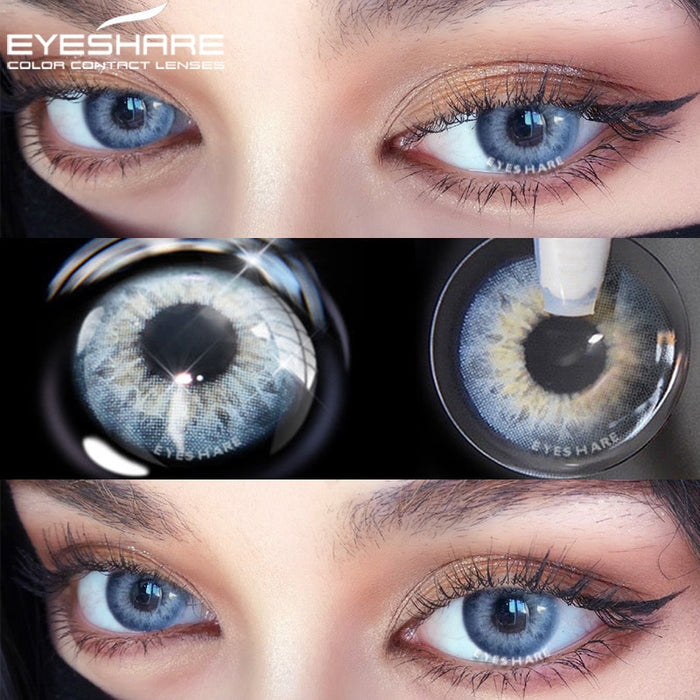 EYEHSARE カラーコンタクトレンズ目 2 個ナチュラルカラーレンズブルーピンク美容コンタクトレンズ目年間化粧品カラーレンズ