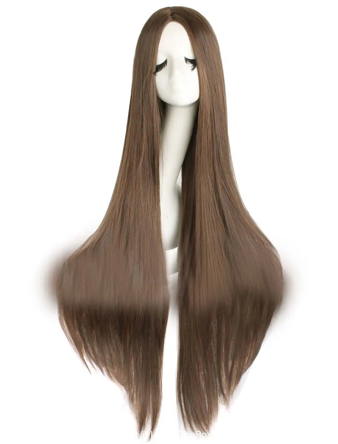 40inch Black Synthetic Cosplay Wig 100cm for Women Halloween Party Middle Part